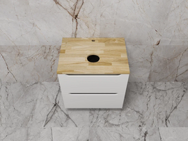 Тумба под раковину Бали 60 подвесная, со столешницей Белый Софт - фото, отзывы, цена