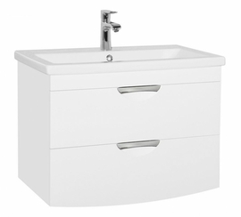 Тумба подвесная Style Line Жасмин 2, 2 ящика, с раковиной Комо 80, Люкс белая, PLUS - фото, отзывы, цена