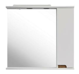 Зеркальный шкаф ASB-Mebel Вита 80 правый, светильник, розетка и выключатель, белый/дуб золотой - фото, отзывы, цена