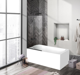 Душевая шторка на ванну BelBagno UNO-V-1-90/150-C-NERO - фото, отзывы, цена