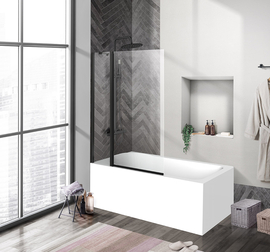 Душевая шторка на ванну BelBagno UNO-V-11-100/150-C-NERO - фото, отзывы, цена