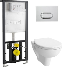 Комплект Vitra S20: инсталляция, подвесной унитаз, сиденье микролифт, кнопка смыва хром, 9004B003-7202 - фото, отзывы, цена