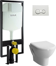 Комплект Vitra Zentrum: инсталляция, подвесной унитаз, сиденье микролифт, кнопка смыва белый, 9012B003-7206 - фото, отзывы, цена