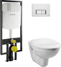 Комплект Vitra Normus: инсталляция, подвесной унитаз, сиденье дюропласт микролифт, кнопка смыва хром, 9773B003-7200 - фото, отзывы, цена