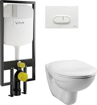 Комплект Vitra Normus: инсталляция, подвесной унитаз, сиденье дюропласт, кнопка смыва белая, 9773B003-7201 - фото, отзывы, цена