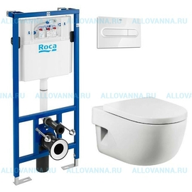 Унитаз подвесной Roca Meridian укороченный с крышкой микролифт + Инсталляция Roca DUPLO WC - фото, отзывы, цена