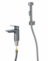 Смеситель для раковины Aquatek Вега 97 AQ1012BGM, с гигиеническим ручным душем, оружейная сталь - фото, отзывы, цена