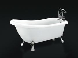 Акриловая ванна BelBagno 168х72 BB20-1700 с ножками и сливом-переливом, BB20-1700 + BB-LEG-LION-CRM + BB20-SUP + BB-OVF-02-CRM - фото, отзывы, цена