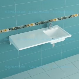 Раковина над стиральной машиной со столешницей САНТА Лидер 1000/482 с кронштейнами, чаша справа - фото, отзывы, цена