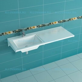 Раковина над стиральной машиной со столешницей САНТА Лидер 1000 с кронштейнами, чаша слева - фото, отзывы, цена