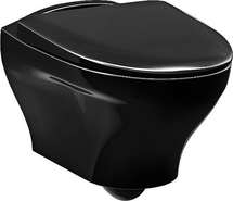 Унитаз подвесной Gustavsberg Estetic 8330 Hygienic Flush, безободковый, сиденье микролифт, черный, GB1183300S0030 - фото, отзывы, цена