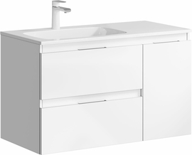 Подвесная тумба с умывальником левая Aqwella Accent 90 см, цвет белый - фото, отзывы, цена