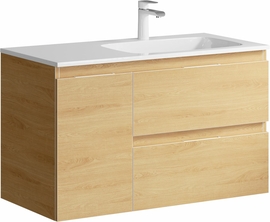 Подвесная тумба с умывальником правая Aqwella Accent 90 см, цвет дерево светлое - фото, отзывы, цена