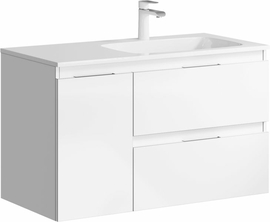 Подвесная тумба с умывальником правая Aqwella Accent 90 см, цвет белый - фото, отзывы, цена