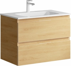 Подвесная тумба с умывальником Aqwella Accent 75 см, цвет дерево светлое - фото, отзывы, цена