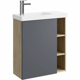 Подвесная тумба с умывальником Aqwella Alba 60 см, левая, цвет дерево светлое, серый - фото, отзывы, цена