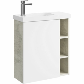 Подвесная тумба с умывальником Aqwella Alba 60 см, левая, цвет бетон светлый, белый - фото, отзывы, цена