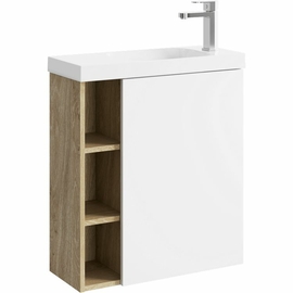 Подвесная тумба с умывальником Aqwella Alba 60 см, правая, цвет дерево светлое, белый - фото, отзывы, цена