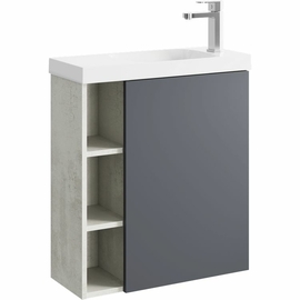 Подвесная тумба с умывальником Aqwella Alba 60 см, правая, цвет бетон светлый, серый - фото, отзывы, цена