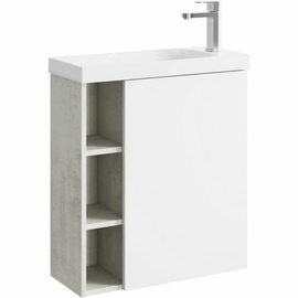 Подвесная тумба с умывальником Aqwella Alba 60 см, правая, цвет бетон светлый, белый - фото, отзывы, цена