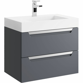 Подвесная тумба с умывальником Aqwella Cube 70 см, цвет серый - фото, отзывы, цена