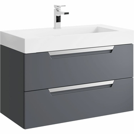 Подвесная тумба с умывальником Aqwella Cube 90 см, цвет серый - фото, отзывы, цена