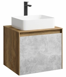 Подвесная тумба Aqwella Mobi 60 см, цвет дерево тёмное, бетон светлый - фото, отзывы, цена