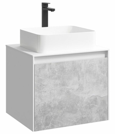 Подвесная тумба Aqwella Mobi 60 см, цвет белый, бетон светлый - фото, отзывы, цена