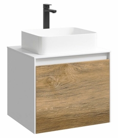 Подвесная тумба Aqwella Mobi 60 см, цвет белый, дерево тёмное - фото, отзывы, цена