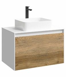 Подвесная тумба Aqwella Mobi 80 см, цвет белый, дерево тёмное - фото, отзывы, цена