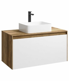 Подвесная тумба Aqwella Mobi 100 см, цвет дерево тёмное, белый - фото, отзывы, цена