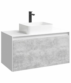 Подвесная тумба Aqwella Mobi 100 см, цвет белый, бетон светлый - фото, отзывы, цена