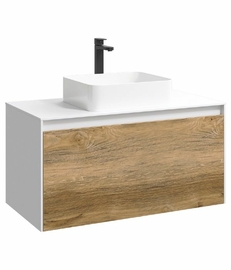 Подвесная тумба Aqwella Mobi 100 см, цвет белый, дерево тёмное - фото, отзывы, цена