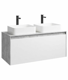 Подвесная тумба Aqwella Mobi 120 см, цвет бетон светлый, белый - фото, отзывы, цена