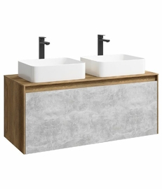 Подвесная тумба Aqwella Mobi 120 см, цвет дерево тёмное, бетон светлый - фото, отзывы, цена