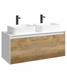 Подвесная тумба Aqwella Mobi 120 см, цвет белый, дерево тёмное - фото, отзывы, цена