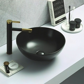 Раковина накладная Art & Max AM-104-MB, цвет черный матовый, 415х415х155 - фото, отзывы, цена