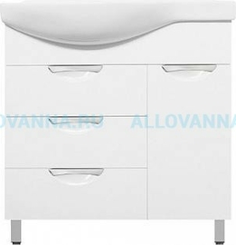 Тумба напольная Style Line Жасмин 82 с корзиной и раковина Коралл 82 правая - фото, отзывы, цена