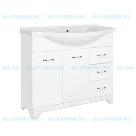 Тумба напольная Style Line Олеандр-2 100 и раковина Эльбрус 100 Люкс белая - фото, отзывы, цена