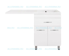 Тумба напольная Style Line Валеро 60 и раковина Космос 120 Люкс белая PLUS, правая - фото, отзывы, цена