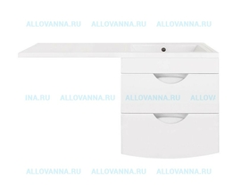 Тумба подвесная Style Line Жасмин-2 60 и раковина Космос 120 Люкс белая PLUS, правая - фото, отзывы, цена