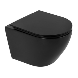 Унитаз подвесной Charus Black Estella безободковый, с сиденьем микролифт, черный матовый, EWC700-121B - фото, отзывы, цена