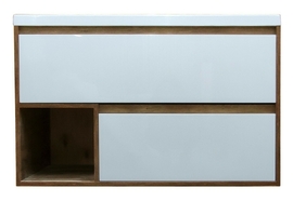 Тумба с раковиной Эстет Monaco Wood 100, подвесная, 2 ящика, ФР-00010677 - фото, отзывы, цена