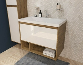 Тумба с раковиной Эстет Monaco Wood 80, подвесная 1 ящик, ФР-00010683 - фото, отзывы, цена