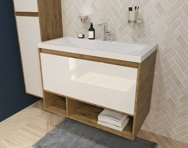 Тумба с раковиной Эстет Monaco Wood 90, подвесная, 1 ящик, ФР-00010685 - фото, отзывы, цена