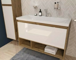 Тумба с раковиной Эстет Monaco Wood 100, подвесная, 1 ящик, ФР-00010686 - фото, отзывы, цена