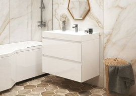 Тумба с раковиной Эстет Quadro 70, подвесная, 2 ящика, белая - фото, отзывы, цена