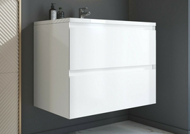 Тумба с раковиной Эстет Quadro 80, подвесная, 2 ящика, белая - фото, отзывы, цена