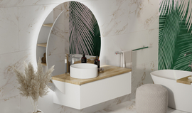 Зеркальный пенал Jorno Solis new 34, маленький полукруг, белый - фото, отзывы, цена