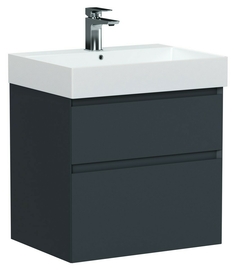 Тумба подвесная Allen Brau Infinity 60 с раковиной Sanovit Slim Synergy 60, антрацит матовый - фото, отзывы, цена